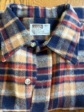Vintage Montgomery Ward Plaid Button-Up woven flannel Medium NWOT